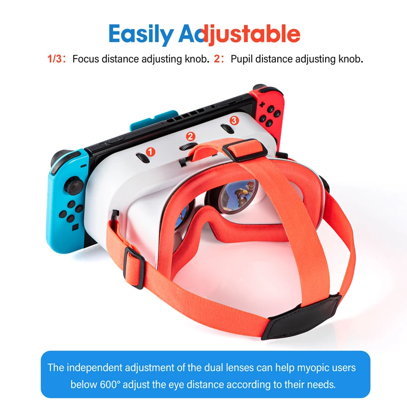 Imagem -05 - Switch Oled vr Fone de Ouvido Óculos 3d Realidade Virtual Filmes Gamer Headband Óculos para Nintendo Switch Jogos Acessórios ns