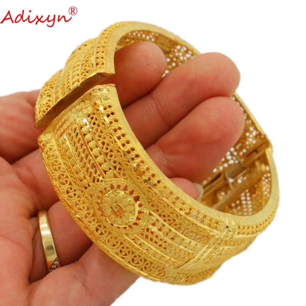 Adixyn Honorable 24k Gold Color Bangle&Bracelet For Women Ethiopian African Bridal Wedding Gifts N12072