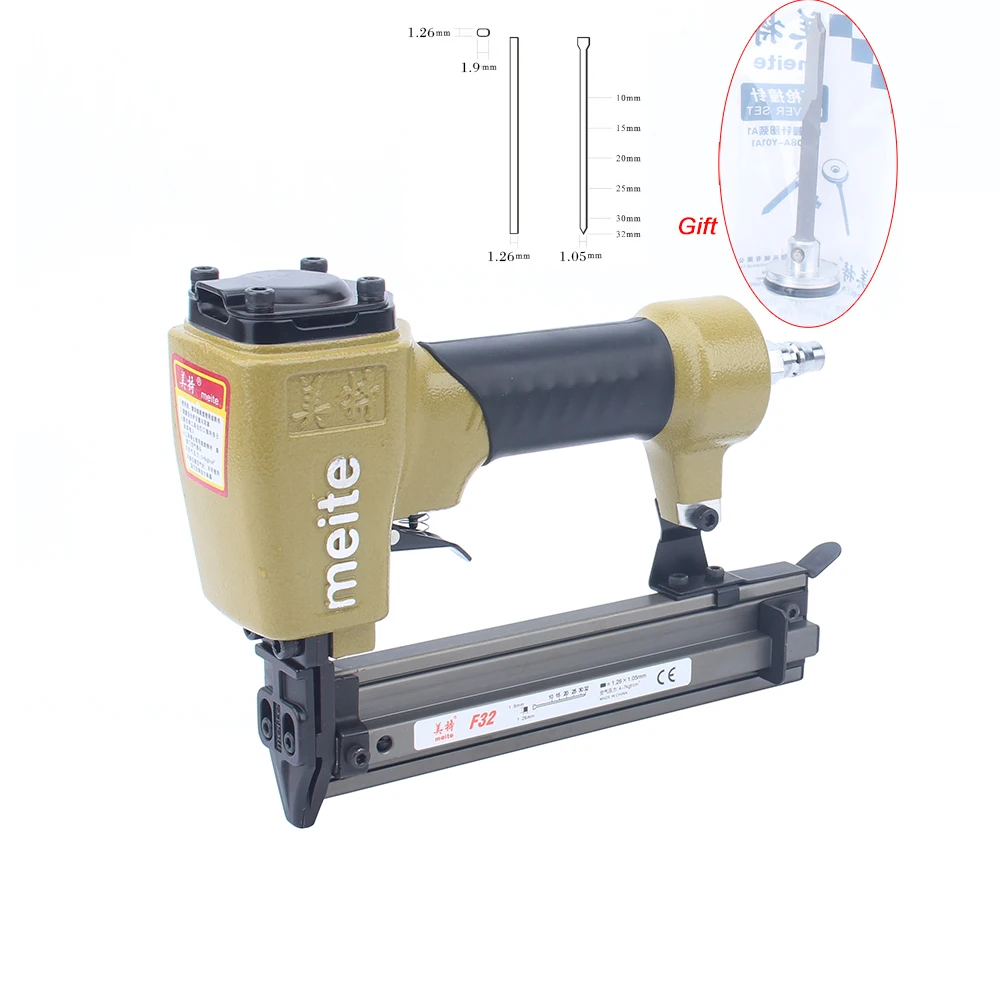 Meite F32 Pneumatic Brad Nailer Gun Air Stapler Tools for Decoration/Leather/Shoes