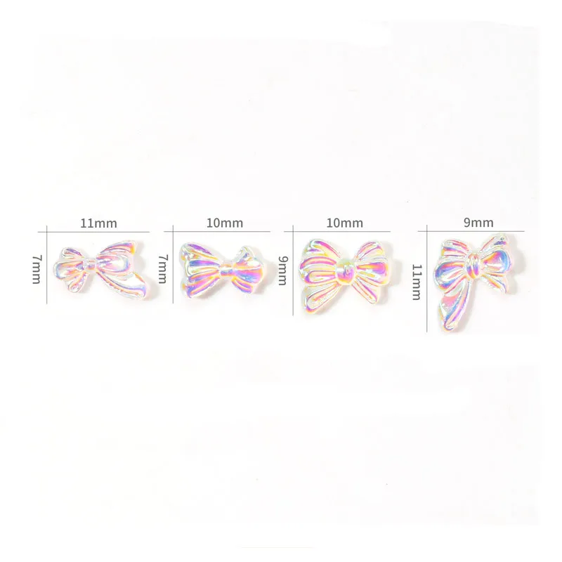 믹스 오로라의 매력 3D 나비 매듭, 다채로운 네일 아트 장식, 캔디 보우 홀로그램 매니큐어 액세서리, 10 개