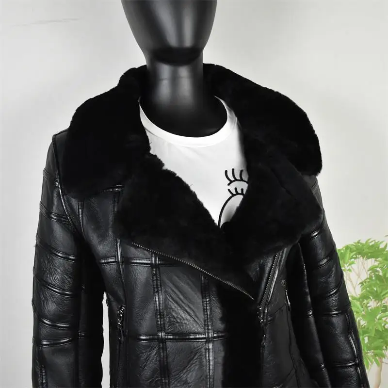 Imagem -03 - Colete de Couro de Ovelha Feminino Cabolsa de Pele de Ovelha Quente para Outono e Inverno Nova Moda para Motocicleta Roupa de Pele de Carneiro