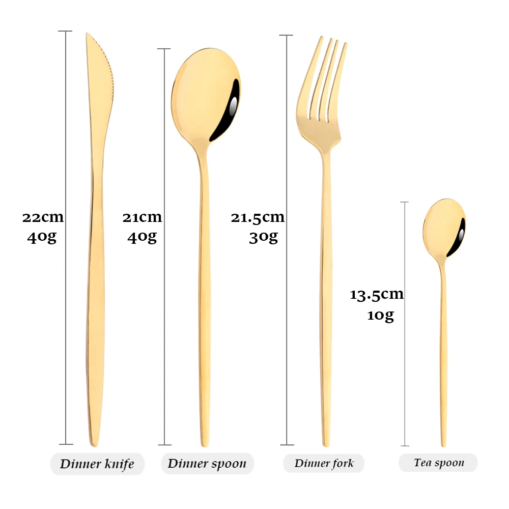 Mirror 24 Pcs Gold Cutlery Sets Kitchen Tableware Stainless Steel Knife Forks Spoons Silverware Home Flatware Set Dinnerware Set