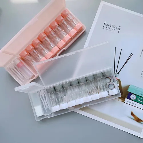 Estuche de lentes de contacto RGP, contenedor de cosméticos de dibujos animados de frutas, conjunto de viaje portátil, estuche de gafas, almacenamiento de lentes, 8 pares