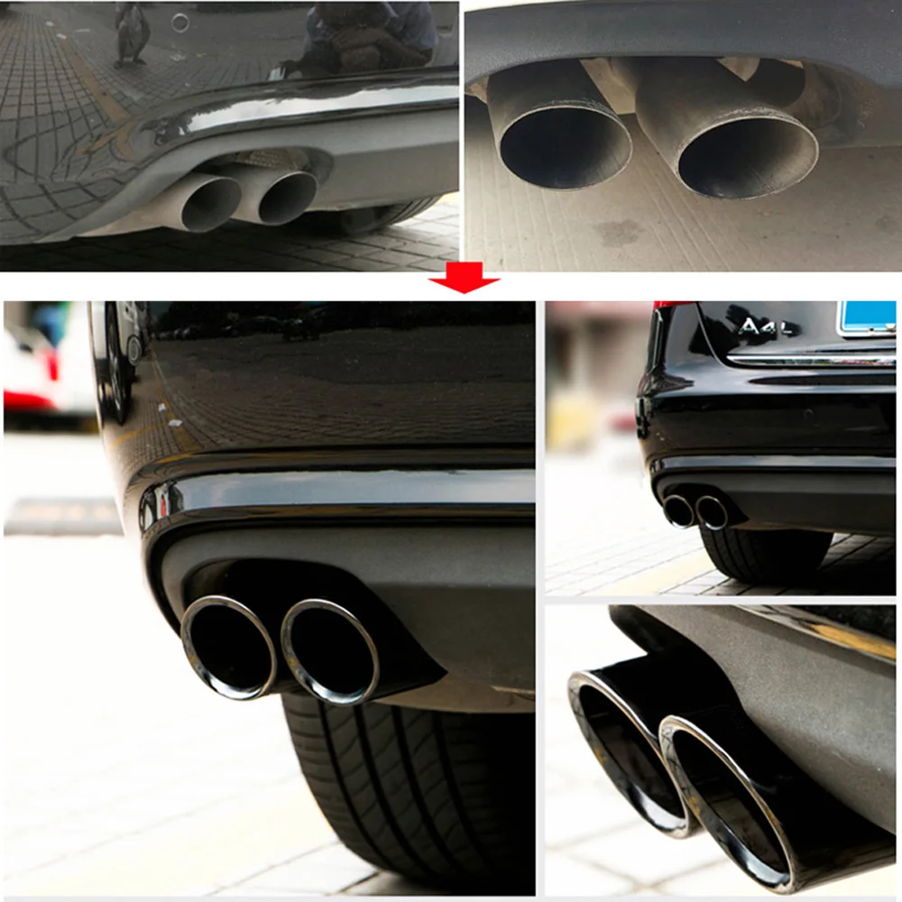 AQTQAQ Verchromter Edelstahl Auto-Auspuff-Schalldämpfer-Spitzenrohrabdeckungen für Audi A1 A3 A4 TT 2009–2015/VW Volkswagen PASSAT – Detail 10