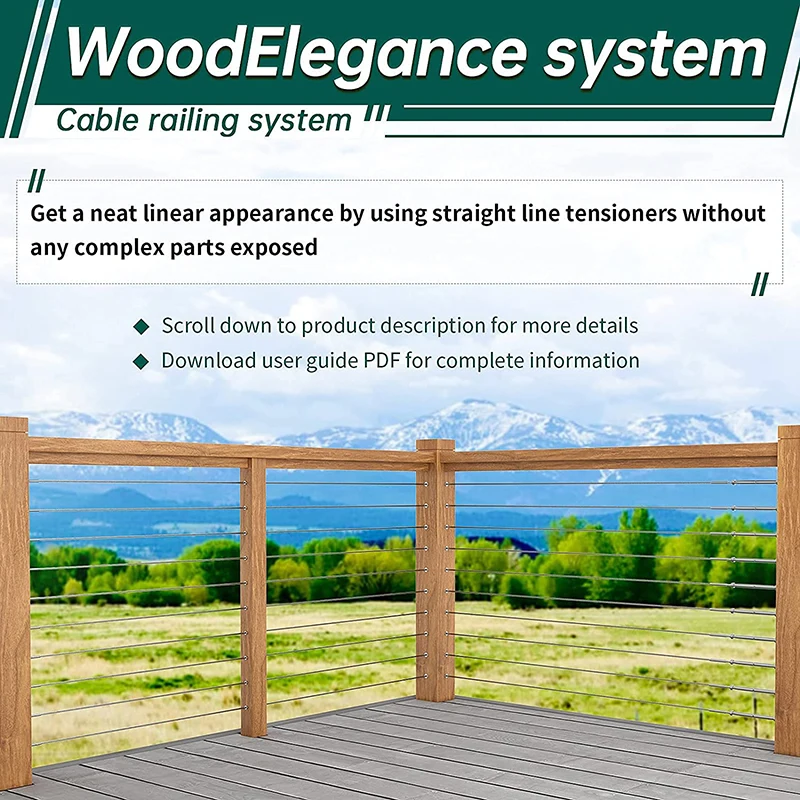 Kit de barandilla de Cable para poste de madera, Toggle Swage de 1/8 pulgadas, tensor, Hardware de ángulo ajustable de 180 °, acero inoxidable T316,