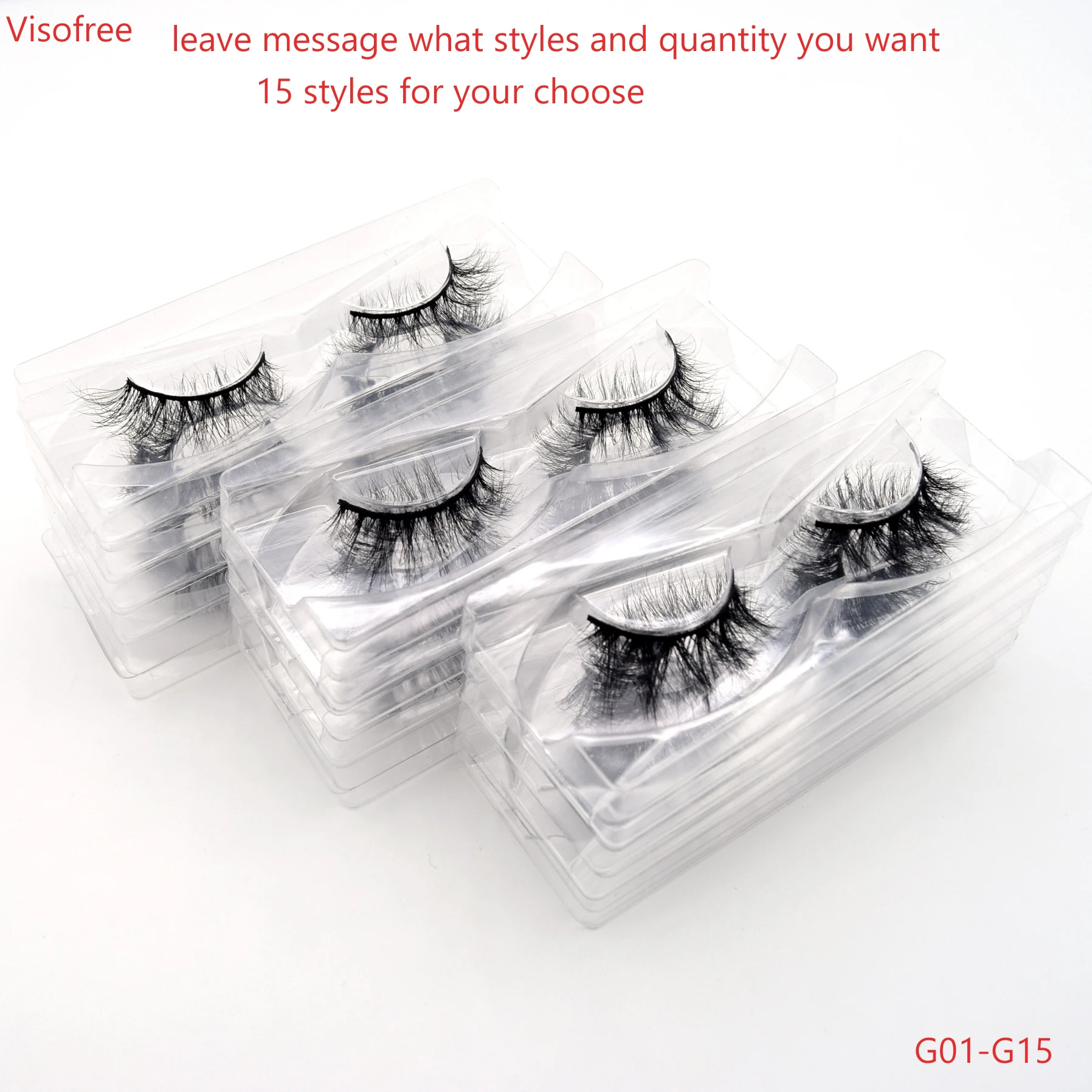 Visofree Wholesale 50/200 Pairs 3D Mink Eyelashes  Handmade Natural Mink Lashes Popular Reusable Make Up Lash Cruelty Free Lash