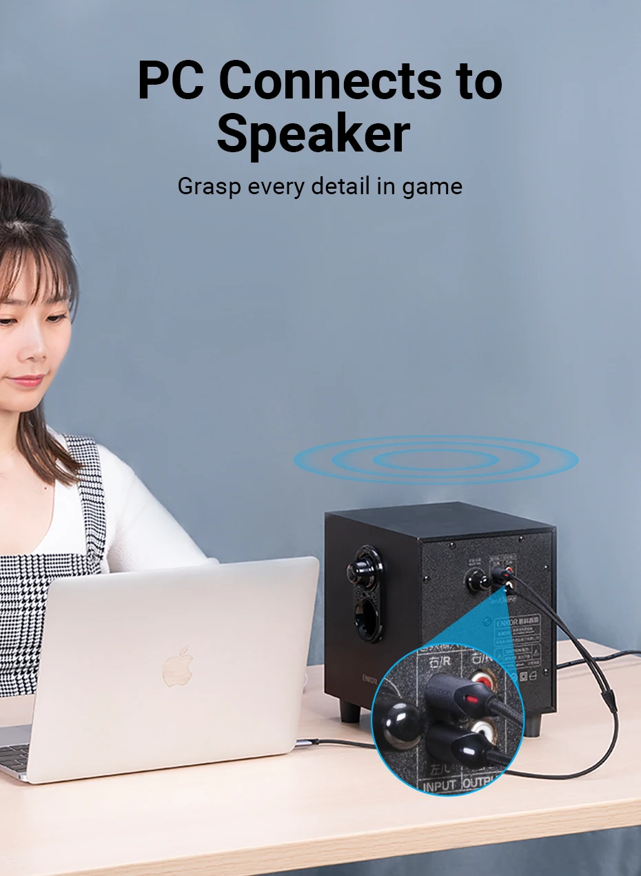 Tions USB C zu RCA Audio Kabel Typ C zu 2 RCA Kabel für Lautsprecher Verstärker Huawei Xiaomi Laptop 1m 2m 3m USB C Splitter RCA Y – Detail 7