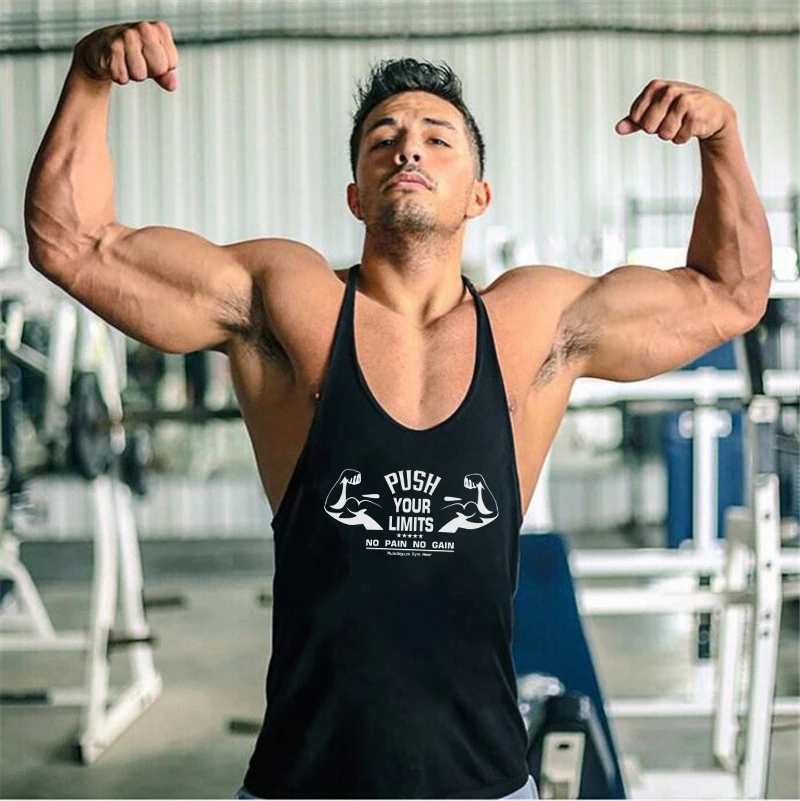 Brand clothing mens gym tank top cotton fitness stringer vest muscle sleeveless shirt bodybuilding singlets sports wear tanktops