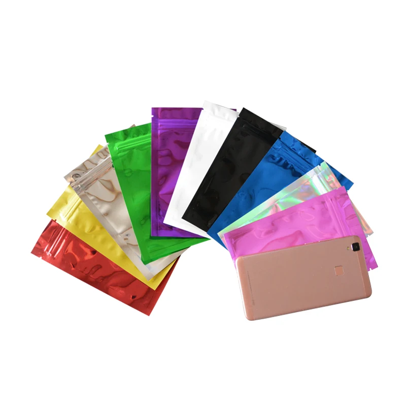 Colorido Top Feed Foil Zip Lock Bags, Food Pouch,Mylar Aluminum Foil Bags, Bolsas de chá, Food Storage Bag, 100 Pcs