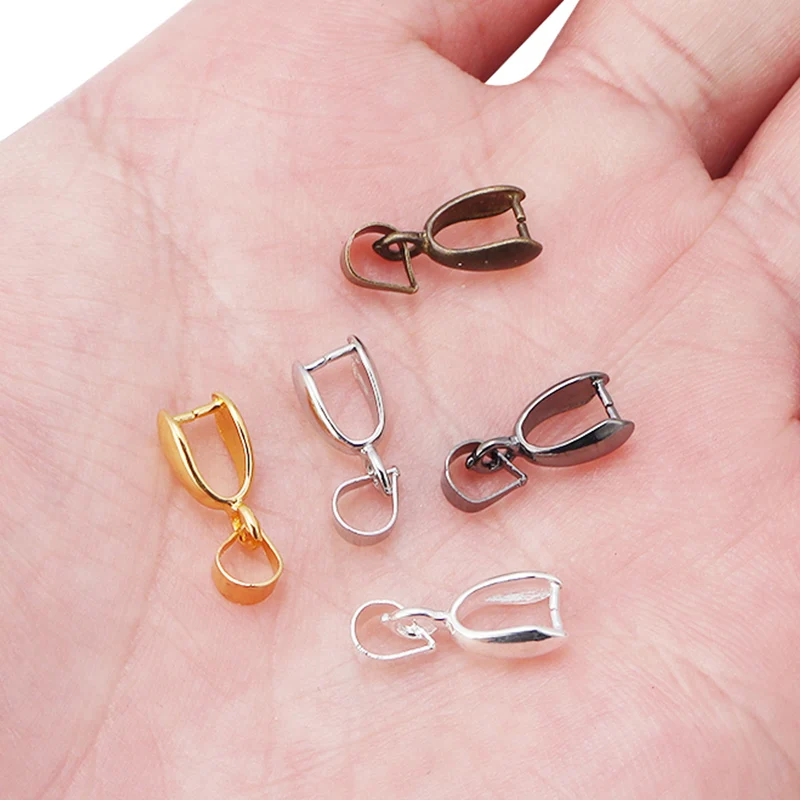 10pcs/Lot Charm Pendants Clasps Hook Clip Bail Connector Melon Seeds Buckle Copper Charm Bail Beads Supplies For Jewelry Making