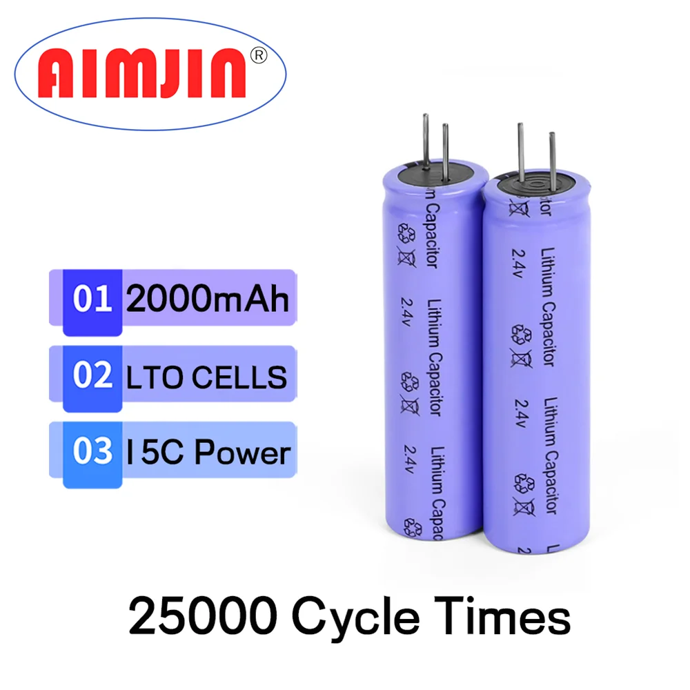 Newest 2.4V 2000mAh Lto 18650 Lithium Titanate Battery for 7.2/9.6/12/14.4V Power Tools Battery Pack