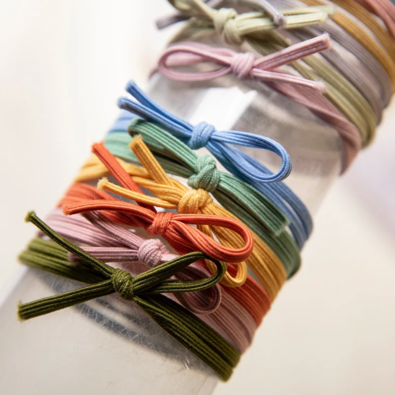 6pieces/set Korean Simple Bowknot Hair band ropes Hair ties Scrunchies Elastic Hairbands Ponytail Holder girls hair accessories