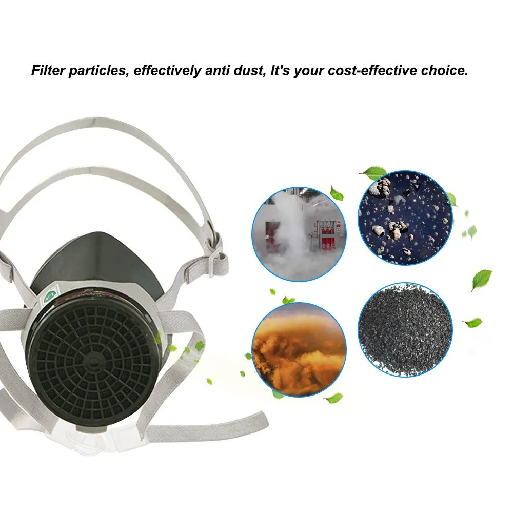 Half Face Gas Mask Respirator Activated Carbon Mask Organic & Inorganic Vapor Gas Filter Cartridge Personal Protective Equipmen