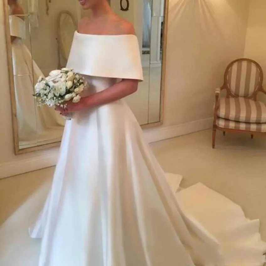 Сумки 2020 casamento Modische EINE Linie Lange Braut Vestido De Noiva gelinlik Kleider Capped Sleeve Nach Bespoke Hochzeit Kleider