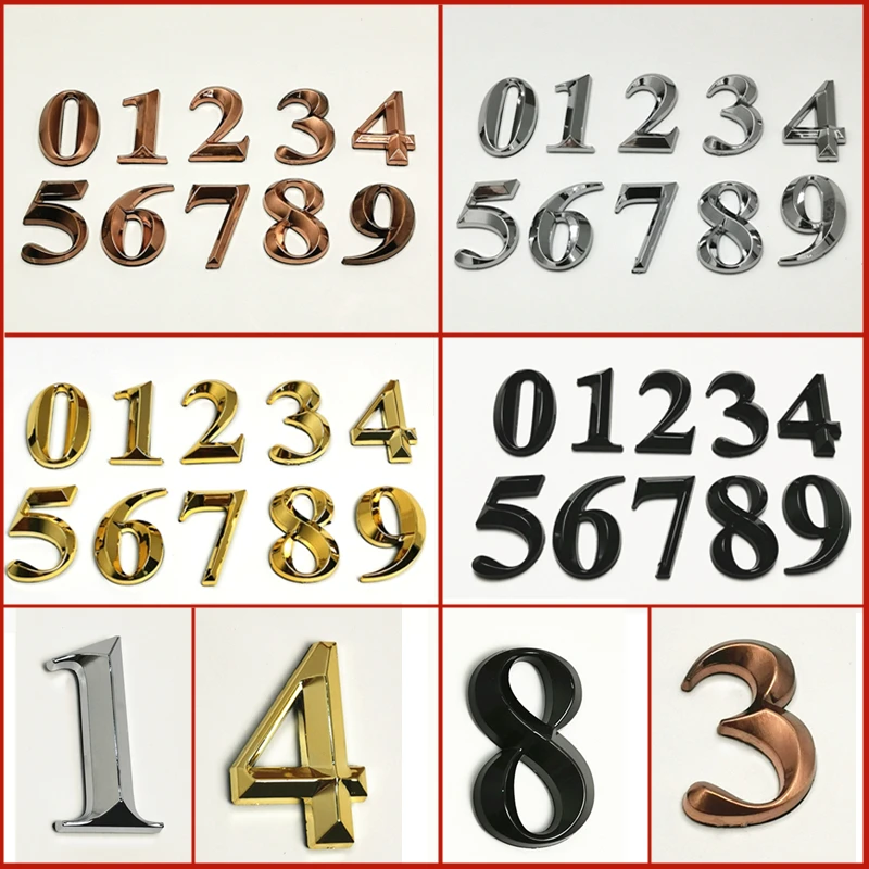 1pc House Number 0 to 9 Plastic Door Number Tag Numeral Door Plaque Drawer Sign Plating Hotel Home Sticker Address Door Label