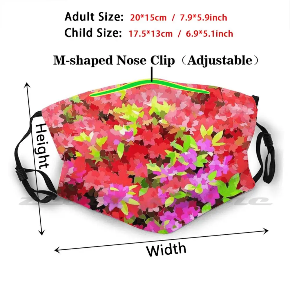 Azalea Flowers Mask Adult Child Washable Pm2.5 Filter Logo Creativity Azalea Flowers Garden Colorful Flowers Bloom Blossom