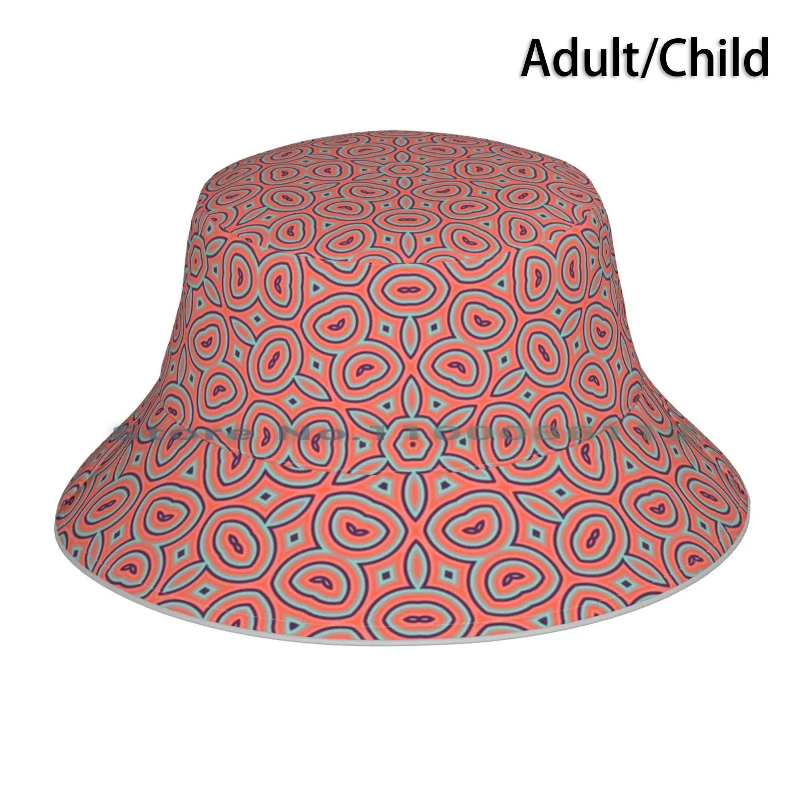 Retro Geometric Artistic Abstract Pattern Bucket Hat Sun Cap Retro Hexagons Artistic Abstract Colorful Stars Fashion Pattern