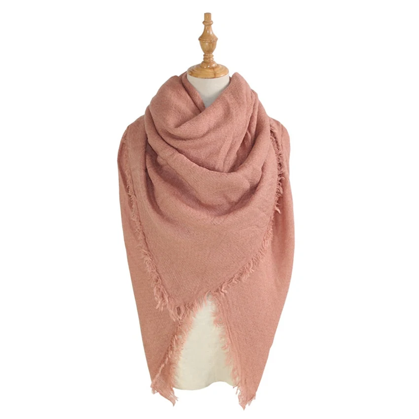 JNKET Solid Color Square Tassels Women's Scarf Artificial Cashmere Scarf Shawl Winter Warm Scarves Lady Neckerchief