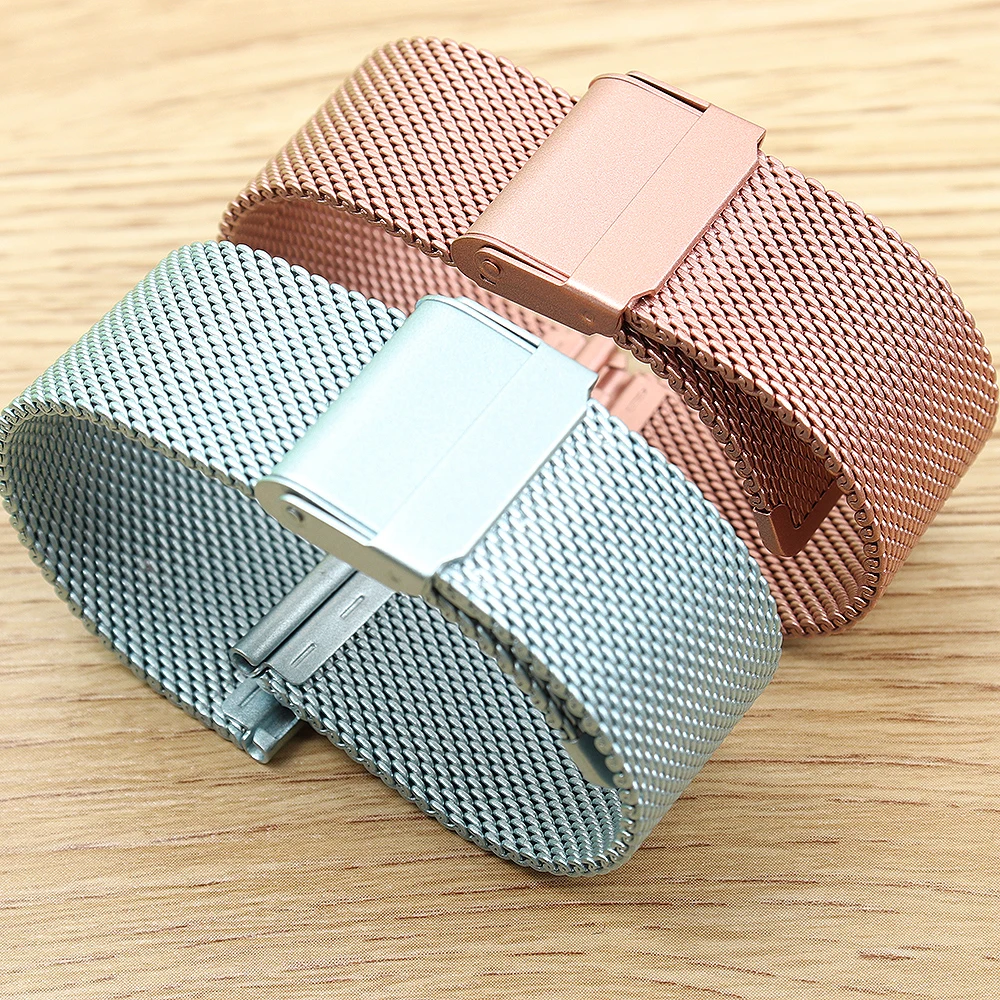 NEW Mesh Milanese Steel Watch Band Metal Ultra-thin Universal Stainless Steel Bracelet pink blue Strap 20mm 22 mm image 6