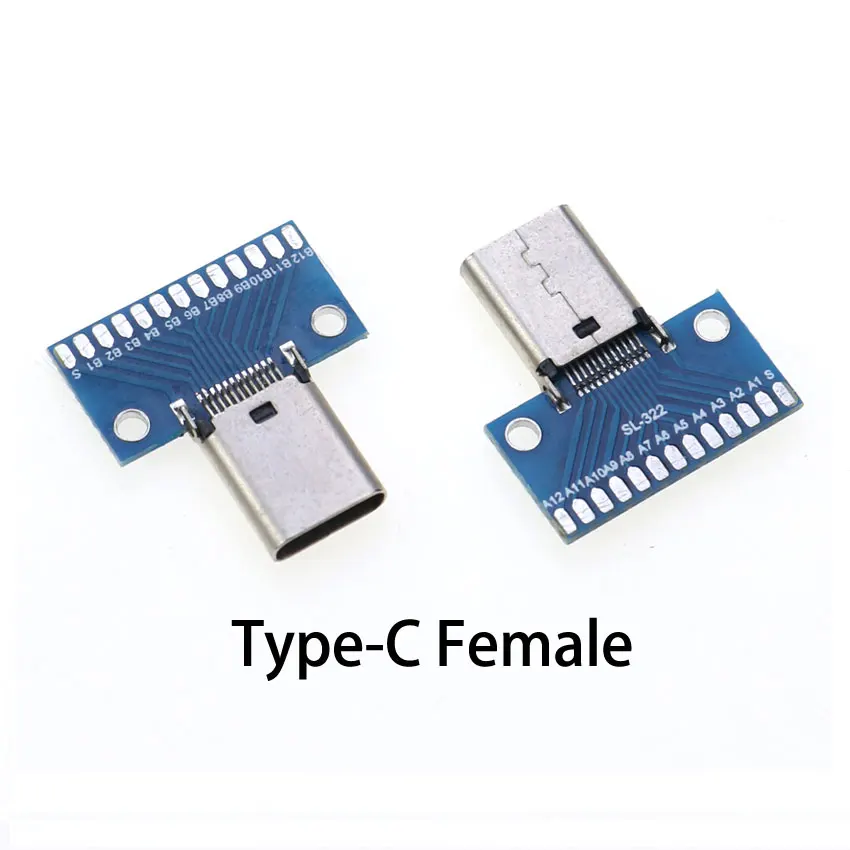 1PCS Type-C Male to Female USB 3.1 Test PCB Board Adapter Type C 24P 2.54mm Connector Socket For Data Line Wire Cable Transfer