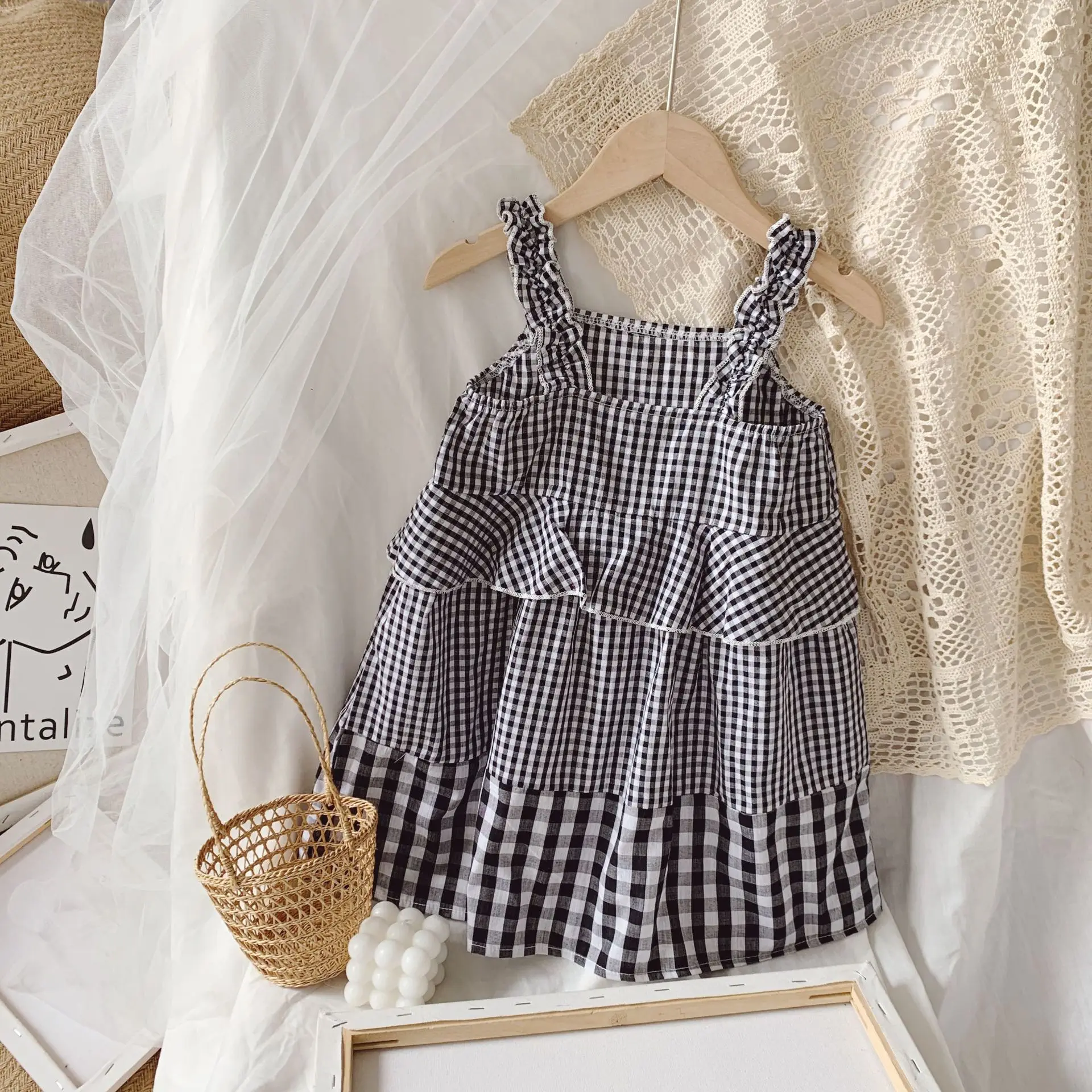 

2020 Girl Baby Ruffles Plaid Summer Dress Fashion Casual Girls Kids Princess Dresses Children Clothes Vestido