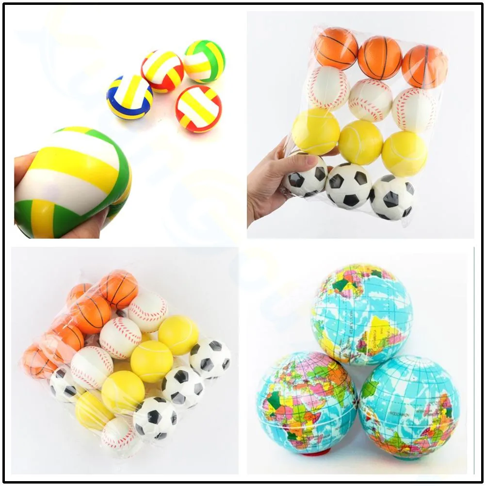 6.3cm Antistress Toy Squishy volleyball soccer ball basketball tennnis baseball children\'s toys PU foam ball gift