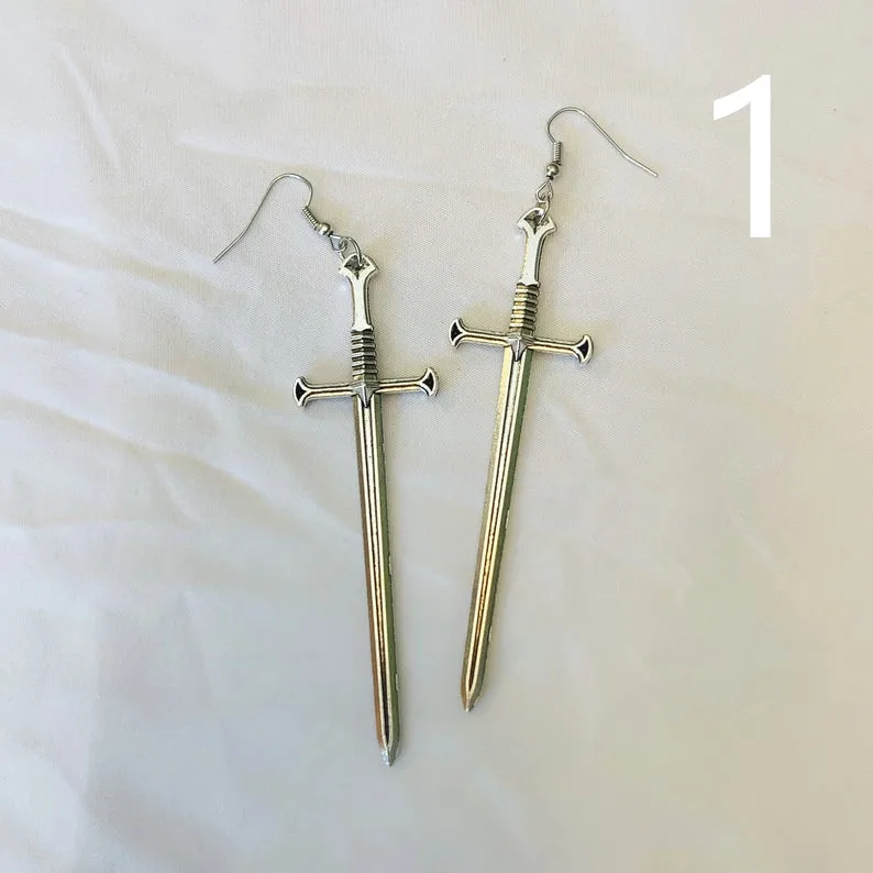 Sword Earrings Classic Eardrop All Kinds Of Big Sword Fashion Punk Jewellery Novel Charm Women Men Gift Gothic Mystical 2021