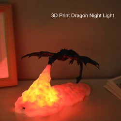 3D Print LED Fire Dragon Ice Dragon Lamps Night Light Rechargeable Soft Light For Bedroom Living Room Camping Hiking Home Decor