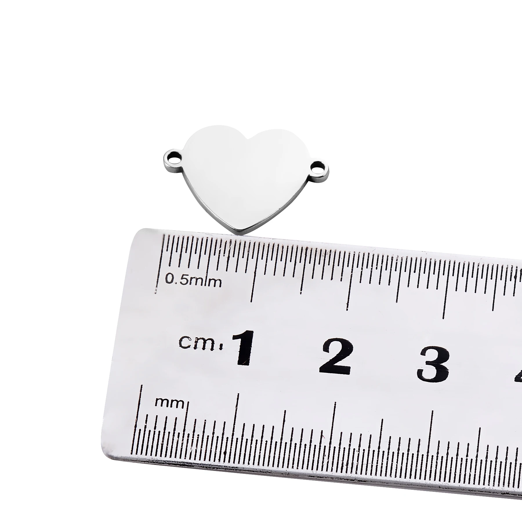 20 Stück/Lot Edelstahl 13x18mm Herz-Verbinder-Anhänger für DIY Armband Halskette Schmuckherstellung Geschenk – Detail 2
