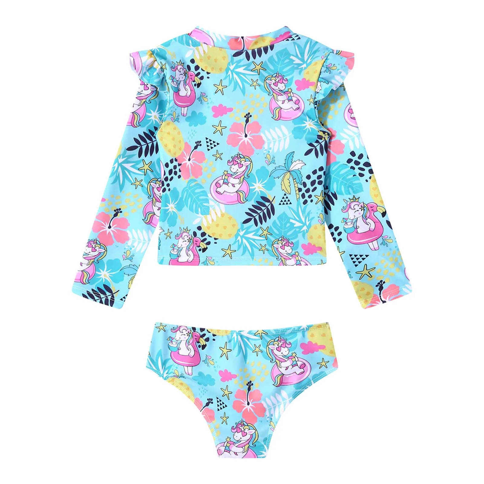 4-16 anni bambini ragazze stampa floreale maniche lunghe canottiera canottiera con Bikini triangolo slip costumi da bagno costumi da bagno completi