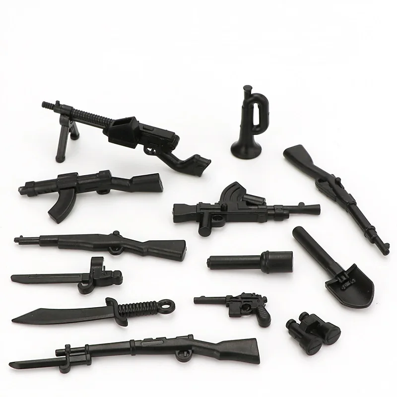 Military WW2 Weapon Guns MOC SWAT City Playmobil Mini Action Figures Army Police Team German 98K Parts Building Bricks Kids Toys