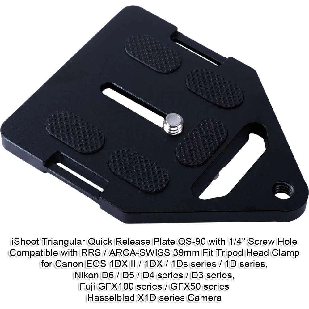 iShoot Large Triangular Quick Release Plate for Canon EOS 1DX II 1DX 1Ds 1D Series Nikon D6 D5 D4 D3 Series Camera