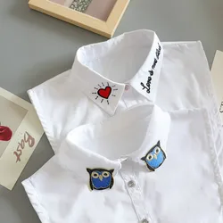 Embrodery Detachable Collar Half Shirt Women White False Collars Woman Tie Fashion Shirt Fake Collar For Women Sweater Blouse