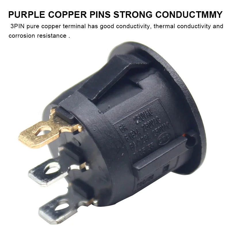 ON/OFF 12V Sakelar Dot Rocker Bundar Sakelar Toggle Lampu LED Tahan Air