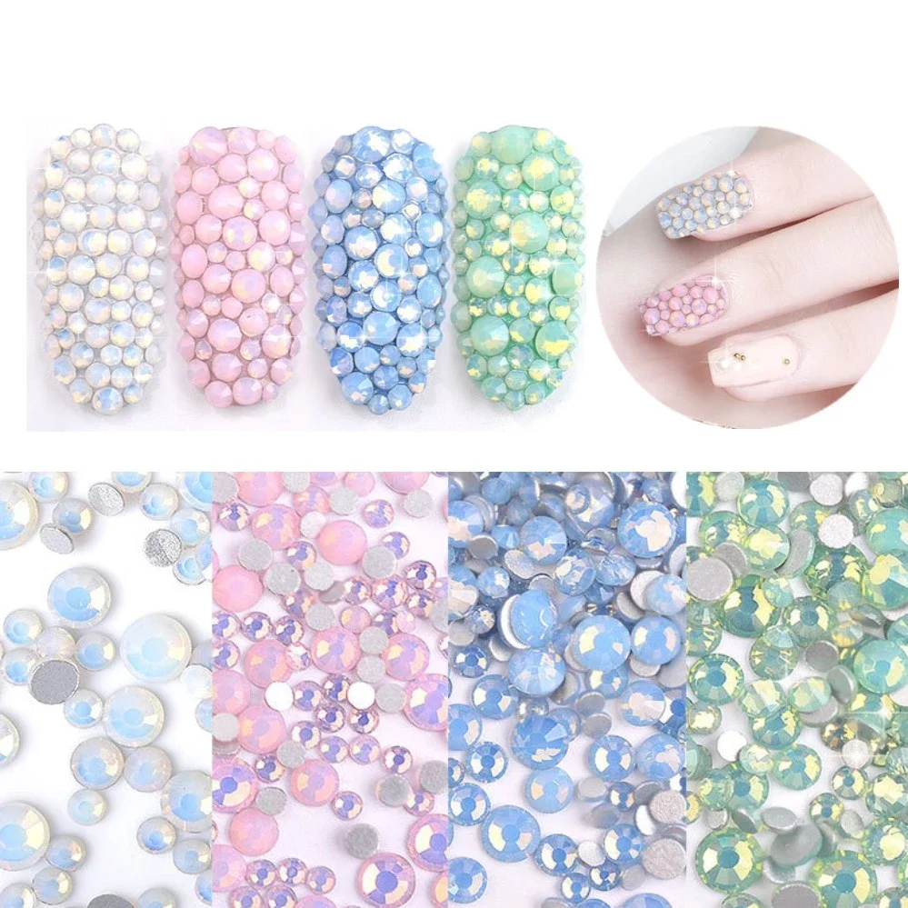 Swarovsky Opal Color Nail Art Rhinestone Mix Size Non HotFix Crystal Stones Decorations Glitter Gems DIY Nail Art Accessory Tool