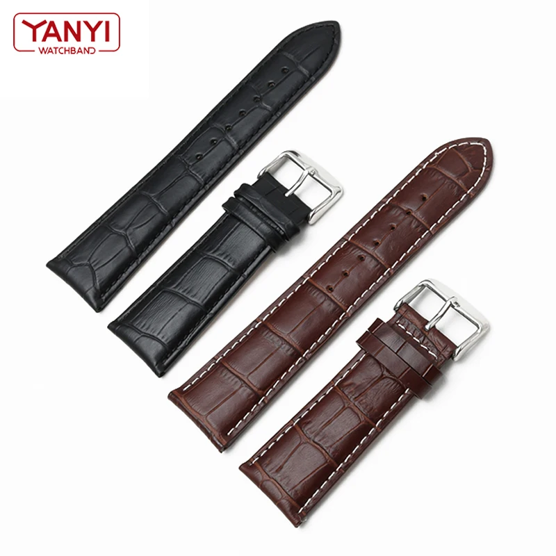 Genuine Leather Watch Strap 22mm 23 24 26mm 28mm watchband pin Clasp mens leather bracelet general watch band alligator grain