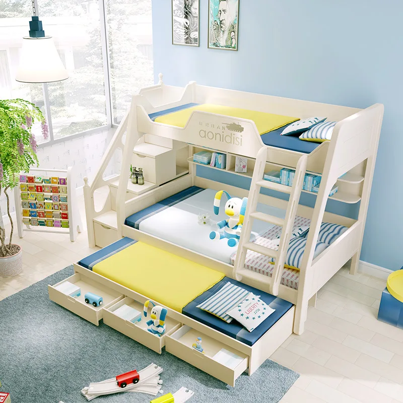 Litera alta y baja para niño y niña, cama multifuncional para adultos