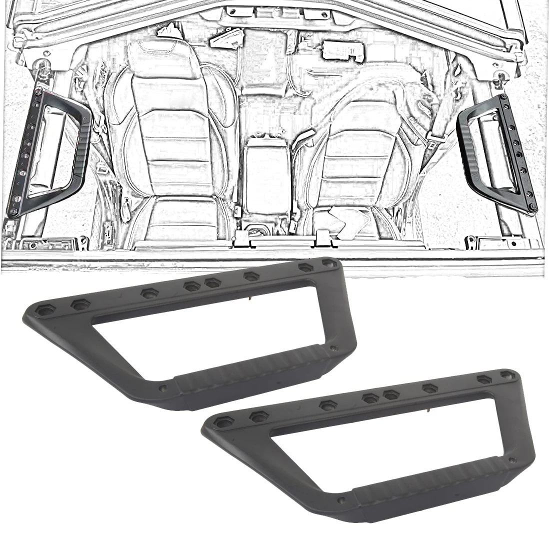 

1pair Alumimum Alloy Grab Handles for Jeep Wrangler JL Gladiator JT 2018-2022 Offroad Car Interior Grab Bar