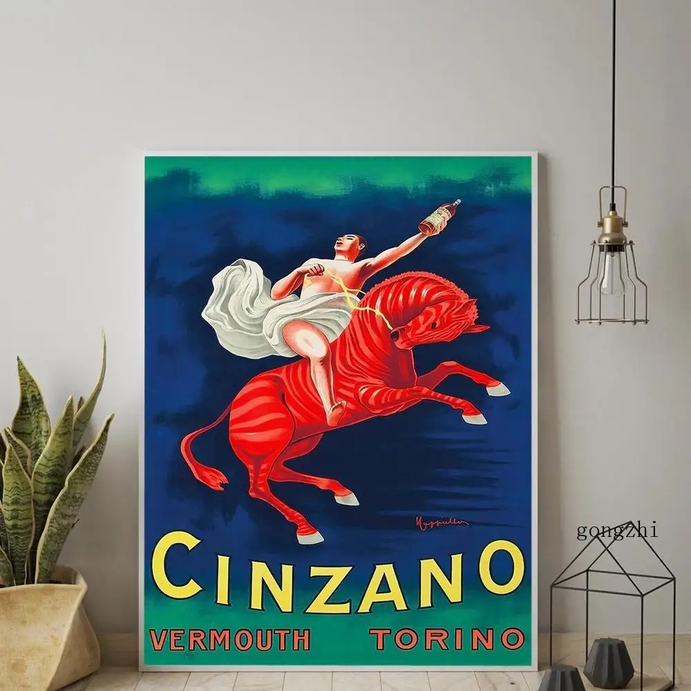 Contratto Cinzano Campari Italian Advert Poster Vintage Wine Beer Canvas Painting and Prints Wall Art Pictures Restaurant Decor