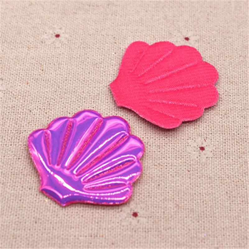 20pcs  40*41mm Mix Colors Shiny Pu Shell Padded Appliques Patches For Cake Insert Cards DIY Kid BB Clip Accessories