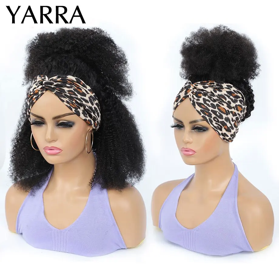 Glueless Afro Kinky Curly Silk Headband Wigs for Black Women Brazilian Remy Human Hair 10-30 Inch 180% 200% Density Wigs YARRA