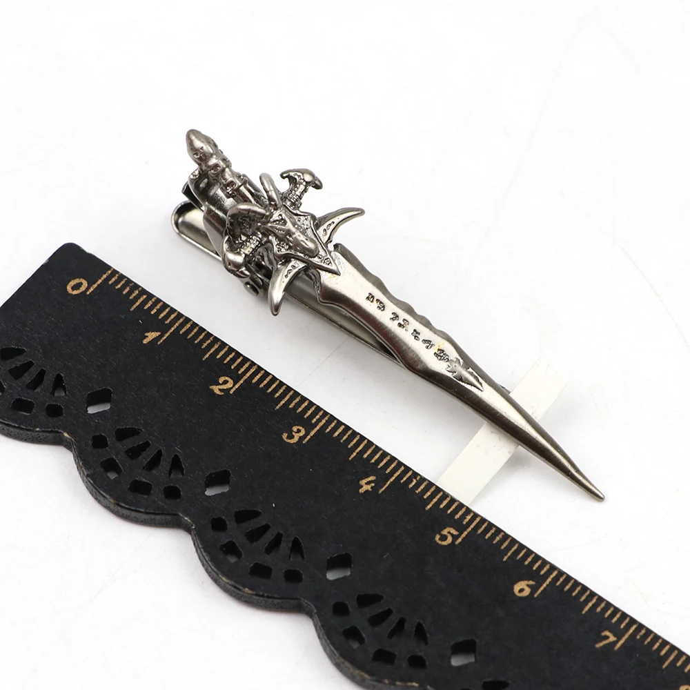 Men\'s New Simple Fashion Style Tie Clip Metal Sliver Axe Star Tie Bar carving Simple Brushed Smooth crystal Clasp Tie Pin Gifts