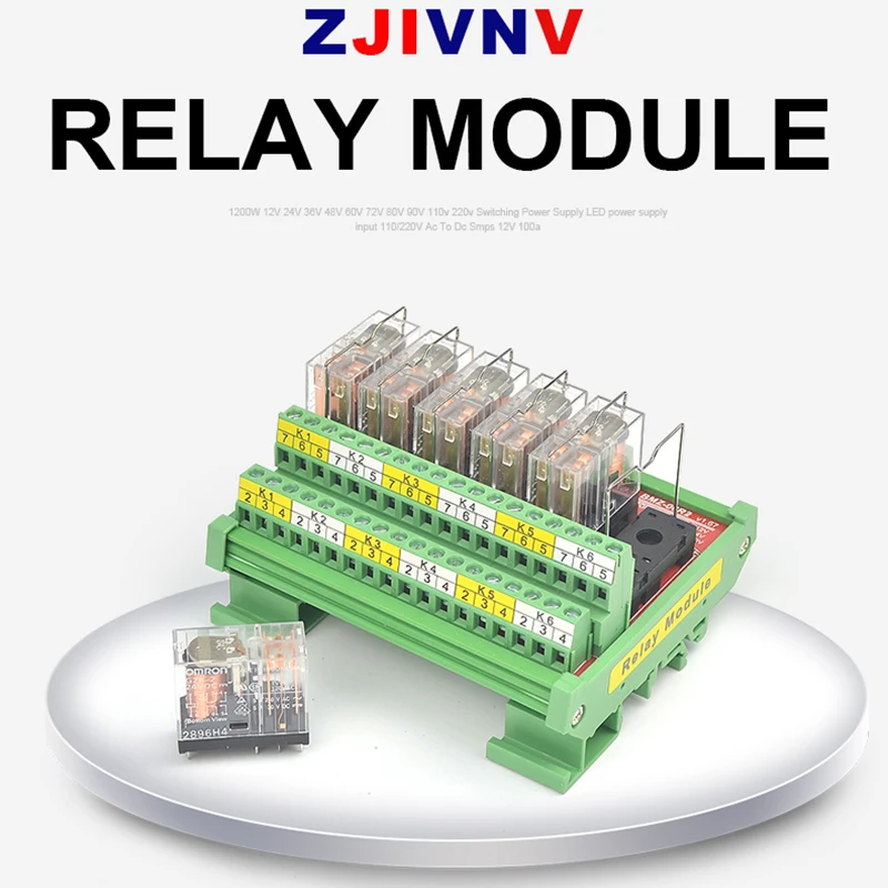 6 Channel 2NO+2NC Rail Mounting Interface Relay Module 12V 24V DC Interface Relay Module PNP NPN Compatible