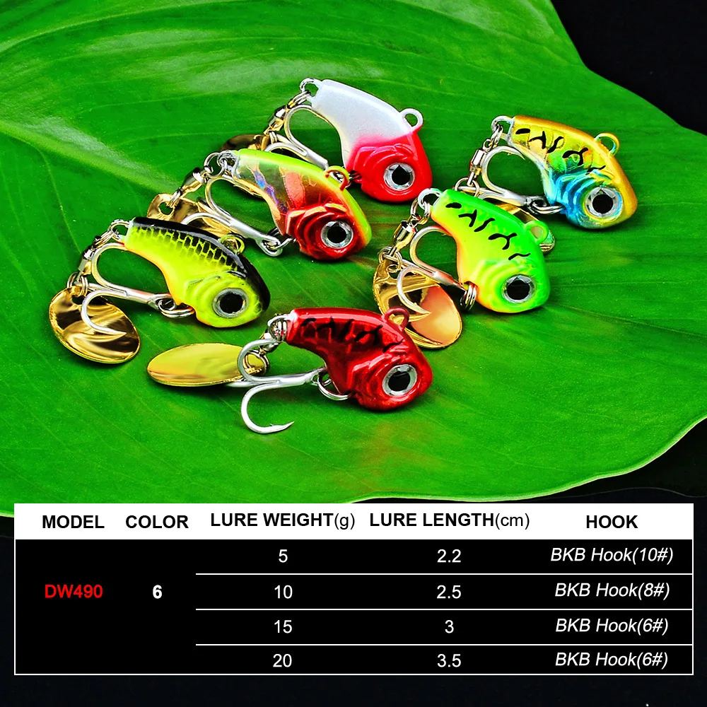 1Pcs Rotating Metal VIB Vibration Bait Spinner Spoon Fishing Lures 5g 10g 15g 20g Jigs Trout Winter Fishing Hard Baits Tackle