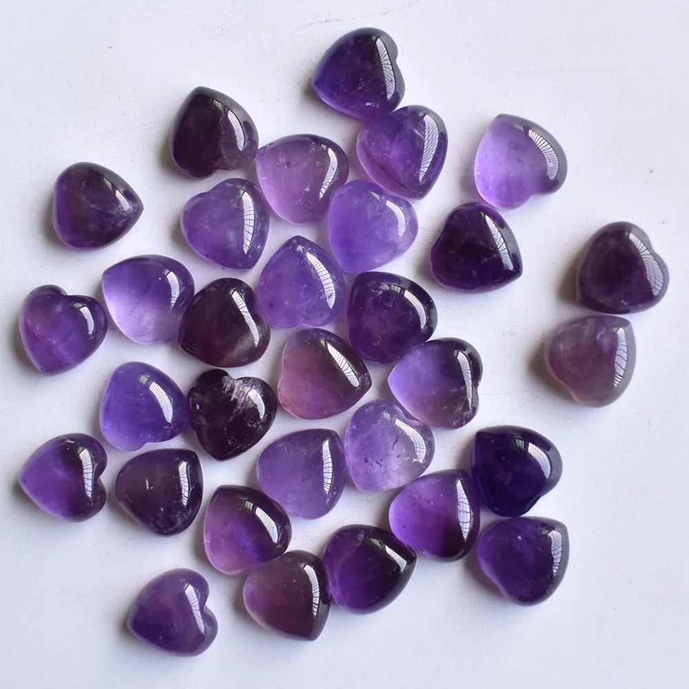 

Good quality natural stone amethysts heart shape cab cabochons beads for jewelry making 10mm wholesale 30pcs/lot free shipping