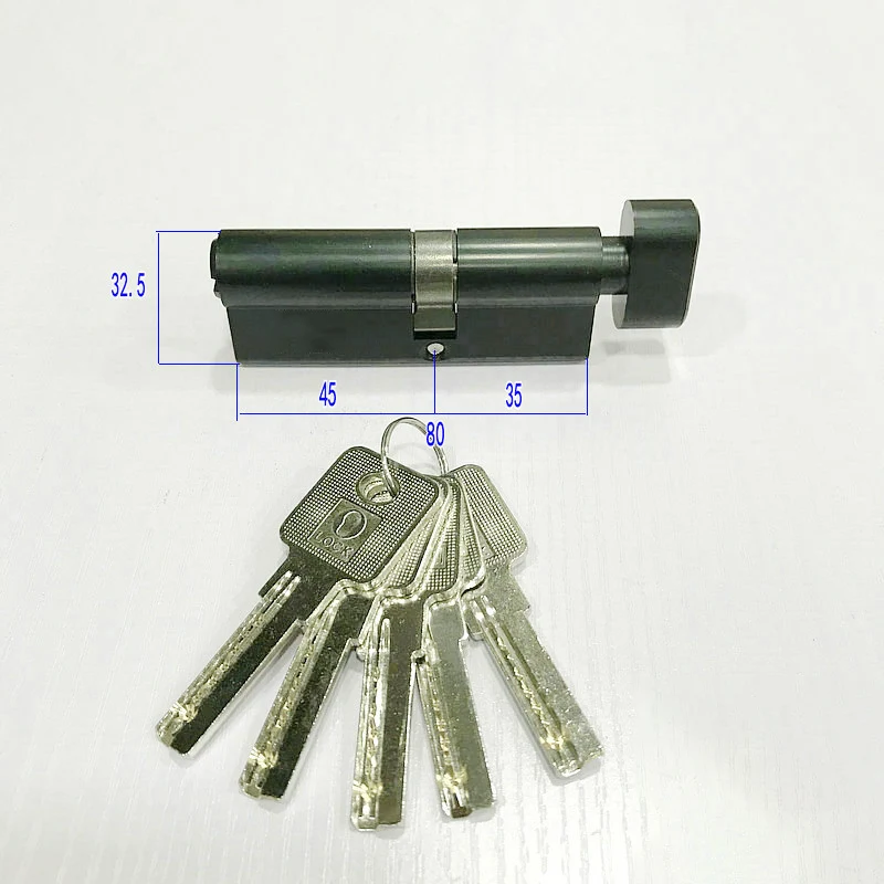 Black Custom Cylinder Open Lock Door Window  Security  80/85mm Cylinder  Living Room  Lock Handle Customized  Brass Key