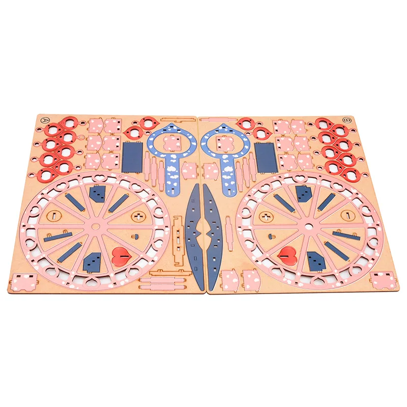 Puzzle in legno fai da te Colore Amore Ruota panoramica Modello di assemblaggio Puzzle Regalo di decompressione creativo per inviare giocattoli per bambini P301