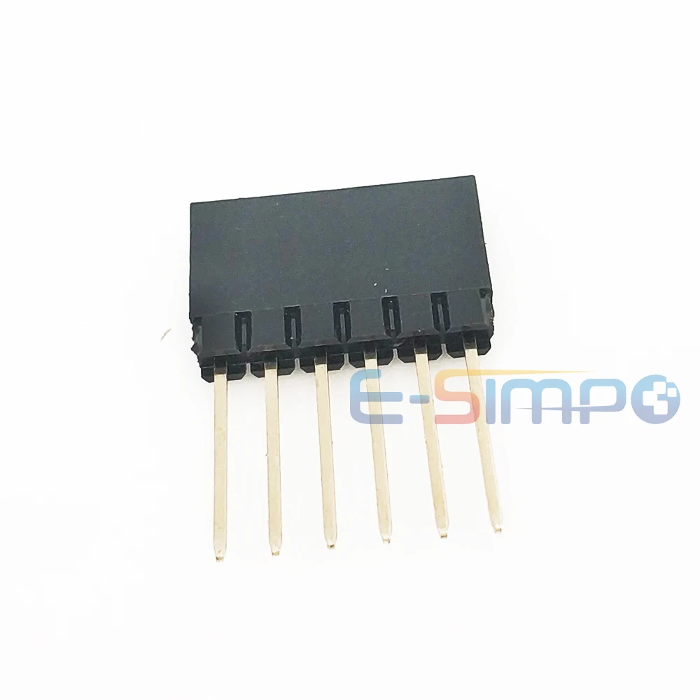 10pcs 2.54mm PC104 Industrial Square Pin Single Row 1X6P/8P/10P/40P Straight PH11mm Pin L12mm Gold PCB Female Header Connector