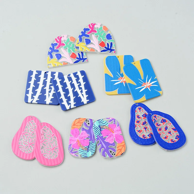 6PCS/lot Impressionism Painting Jewelry Accessories Hand Made Earrings Connectors DIY Pendant Jewelry Findings Components Charms
