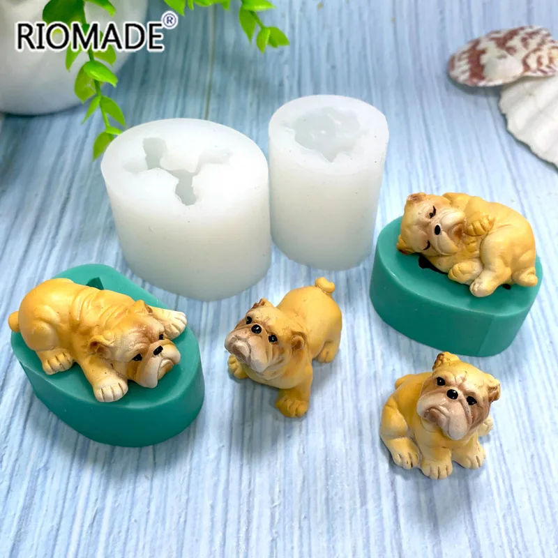 Mini Bulldog Silicone Mold Cake Decoration Tools Small Dogs Theme Fondant Molds Mould Plaster Cement Polymer Clay Animal Mould